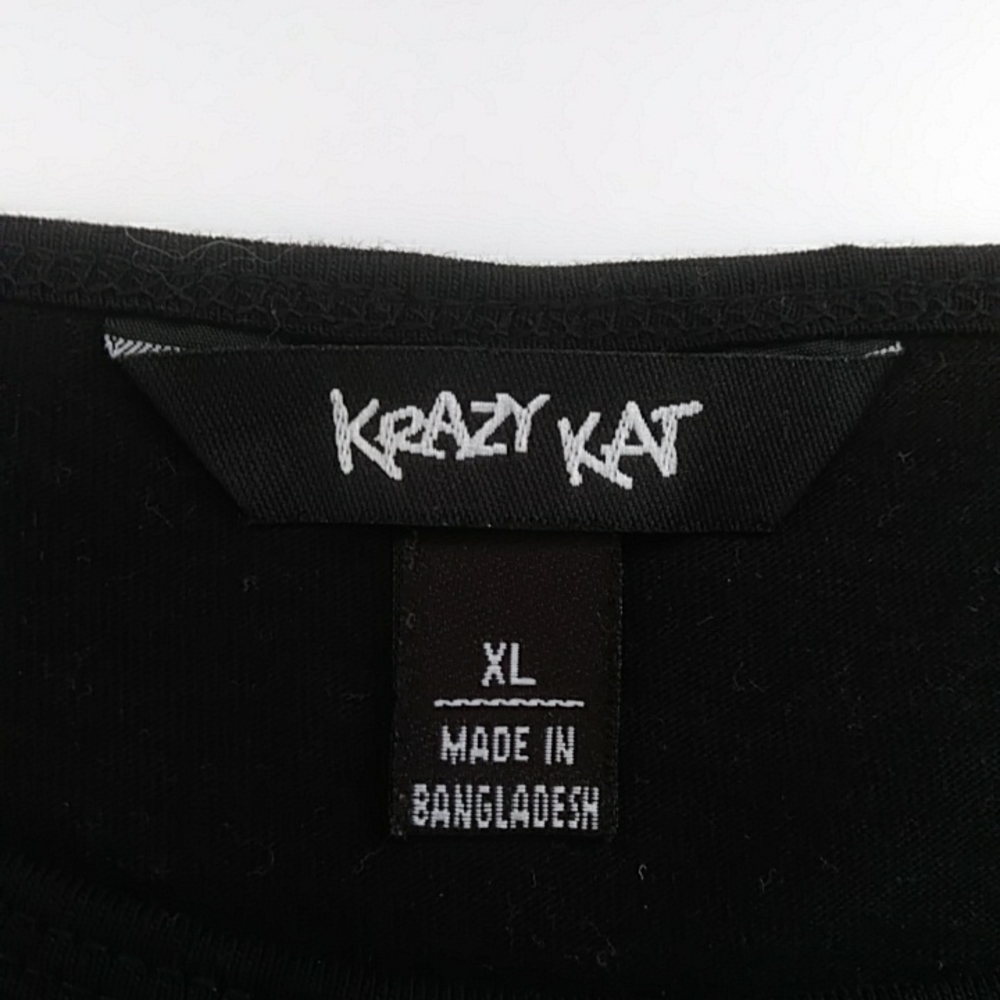Krazy Kat Stud Embellished Shirt XL Black Silver Halloween - Picture 2 of 11